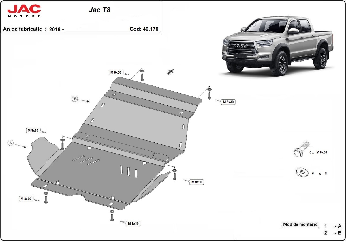 Protector inferior de acero Motor+ | Jac T8 (2018-2026) - 3