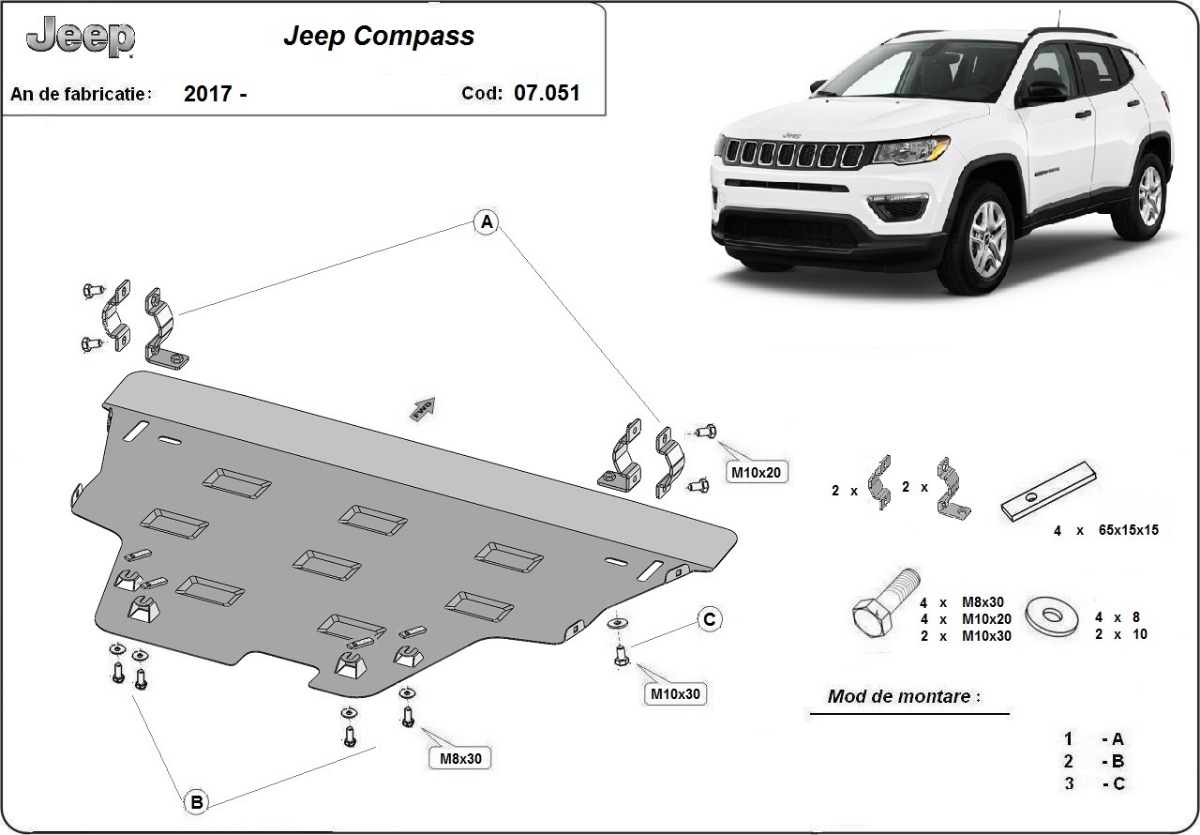 Protector inferior de acero Motor+ | Jeep Compass (2017-2026) - 3