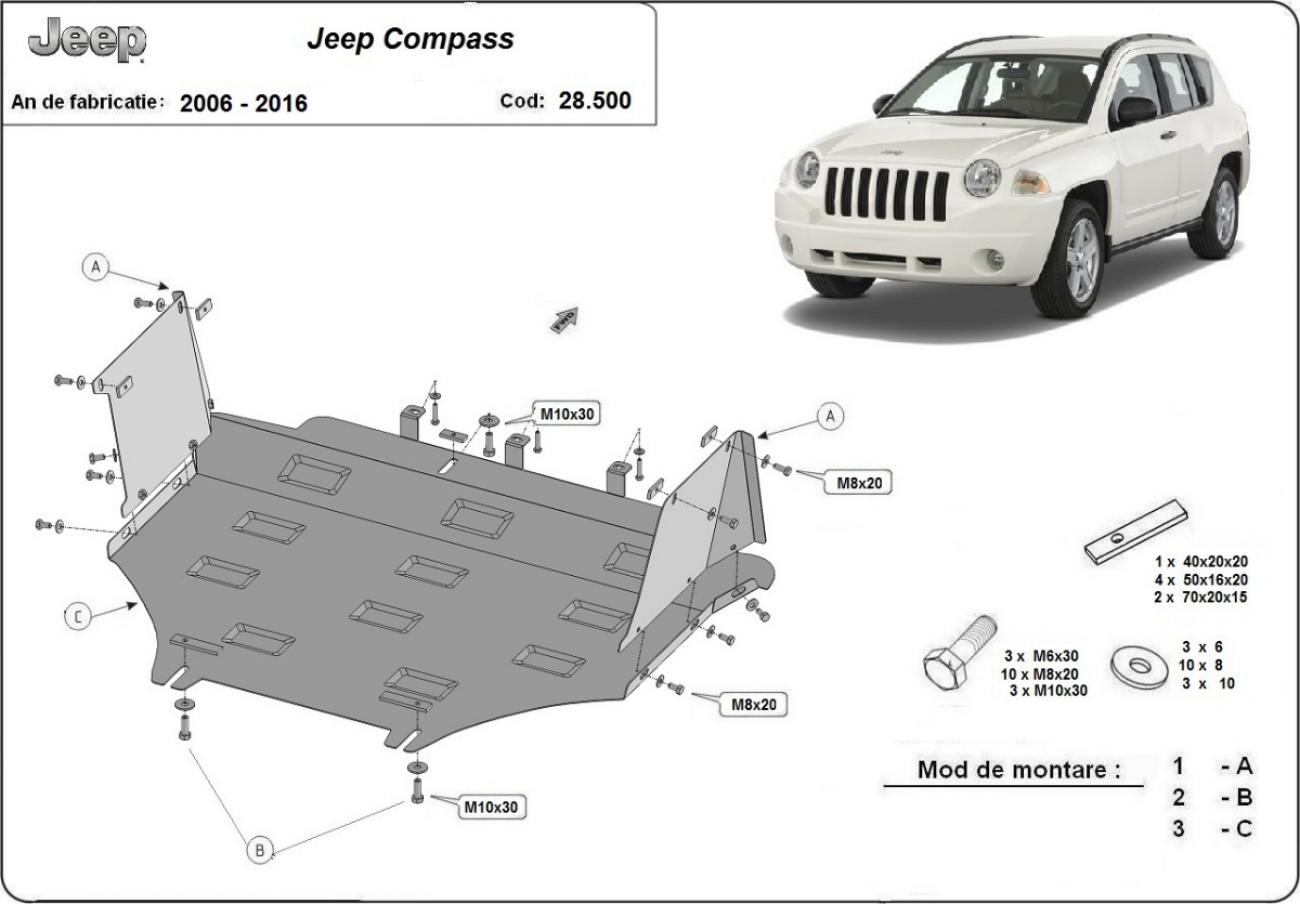 Hasplåt Stål Motor+ | Jeep Compass (2006-2016) - 3