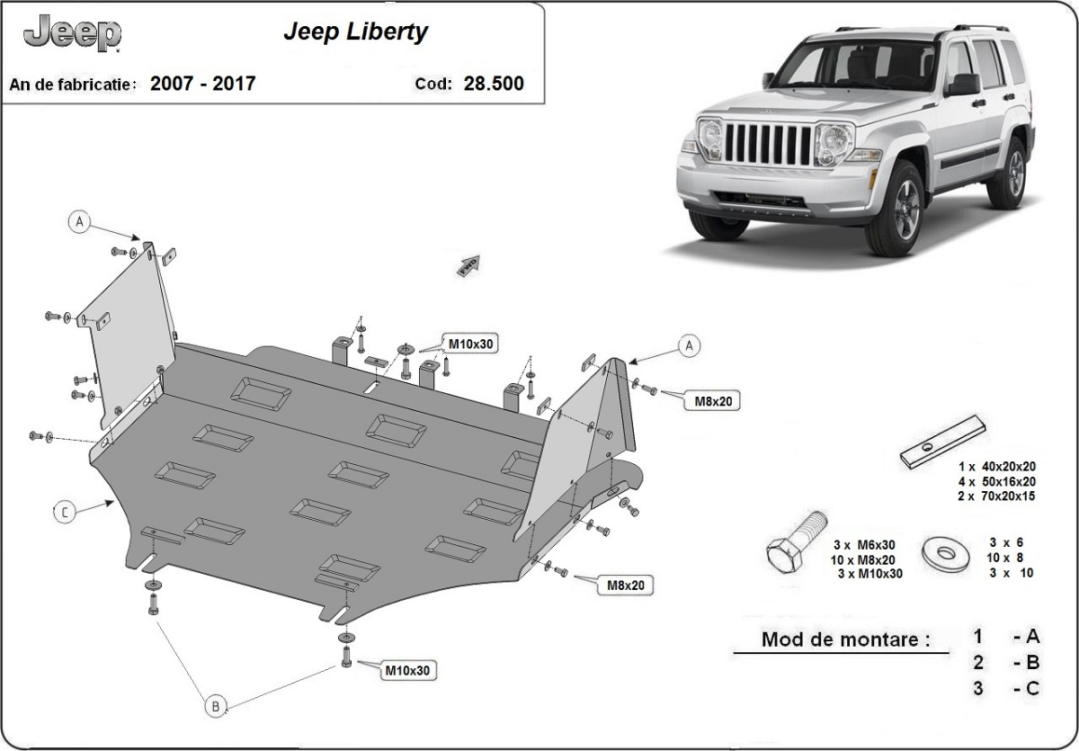 Proteção inferior Aço Motor+ | Jeep Liberty (2007-2017) - 3