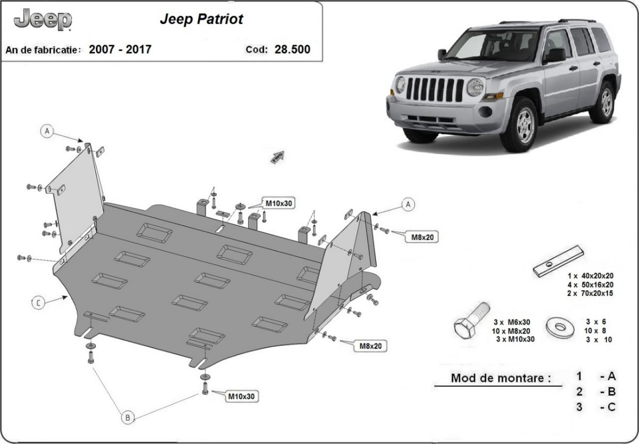 Hasplåt Stål Motor+ | Jeep Patriot (2007-2017) - 3