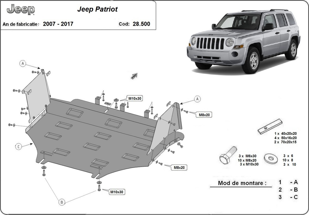 Protection inférieure en acier Moteur+ | Jeep Patriot (2007-2017) - 3