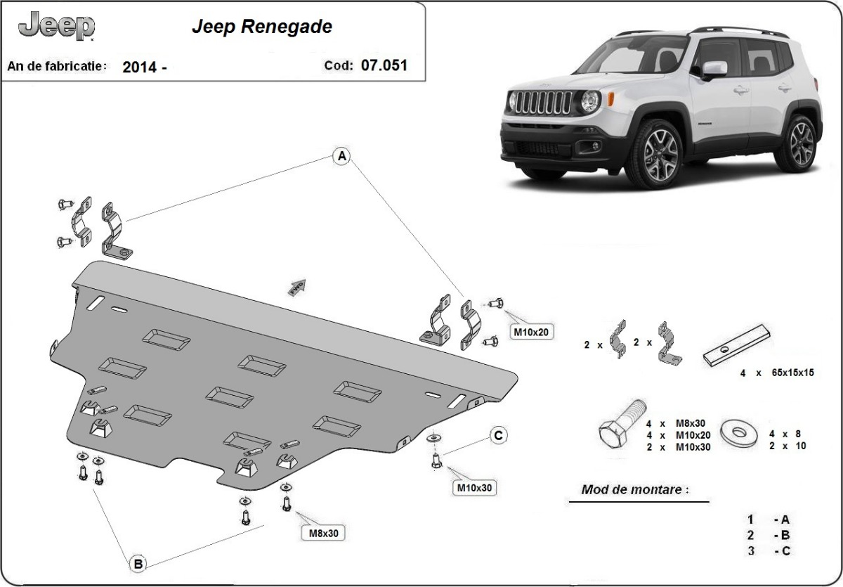Protection inférieure en acier Moteur+ | Jeep Renegade (2014-2026) - 3