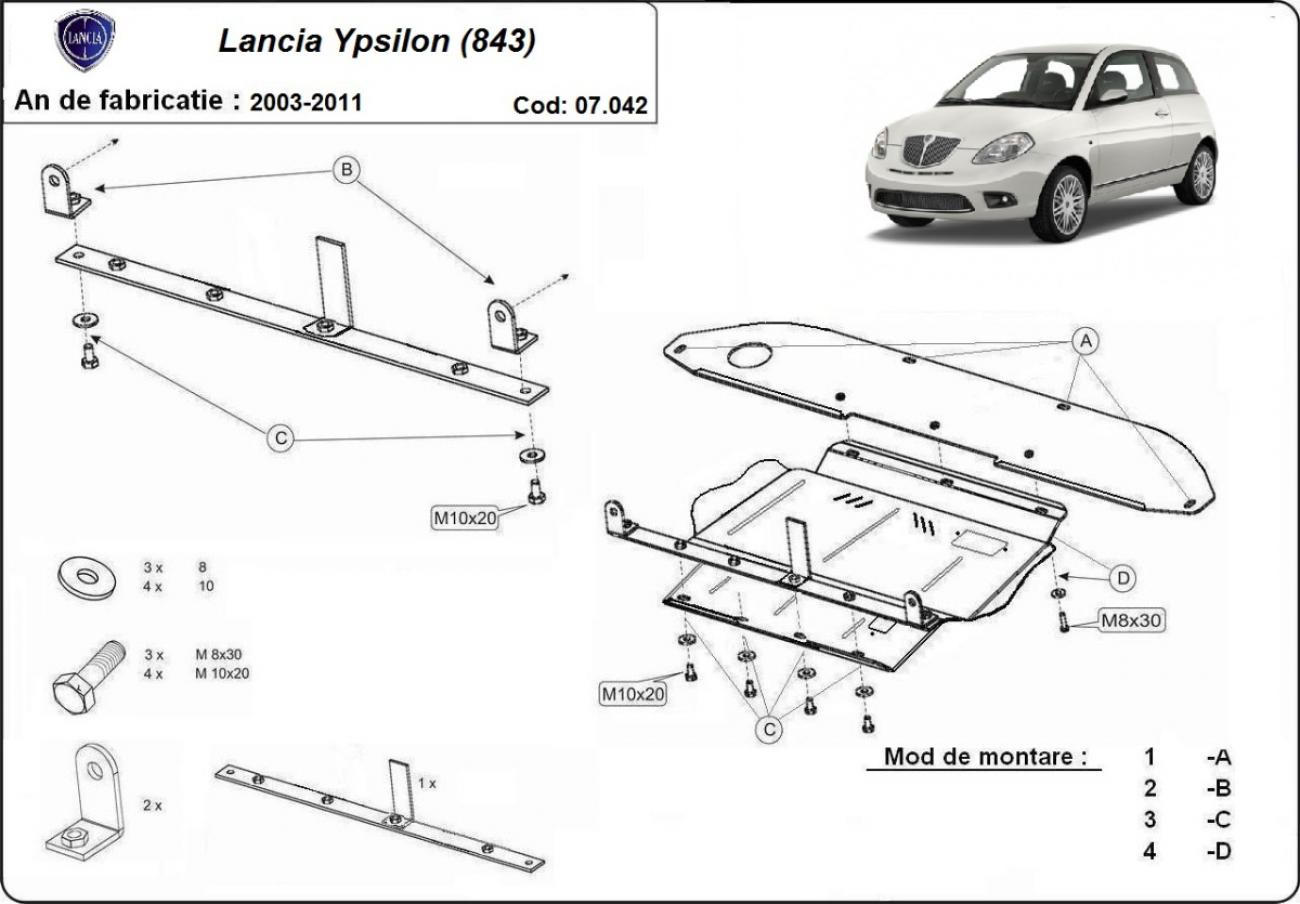 Hasplåt Stål Motor+ | Lancia Ypsilon (843) (2003-2011) - 3