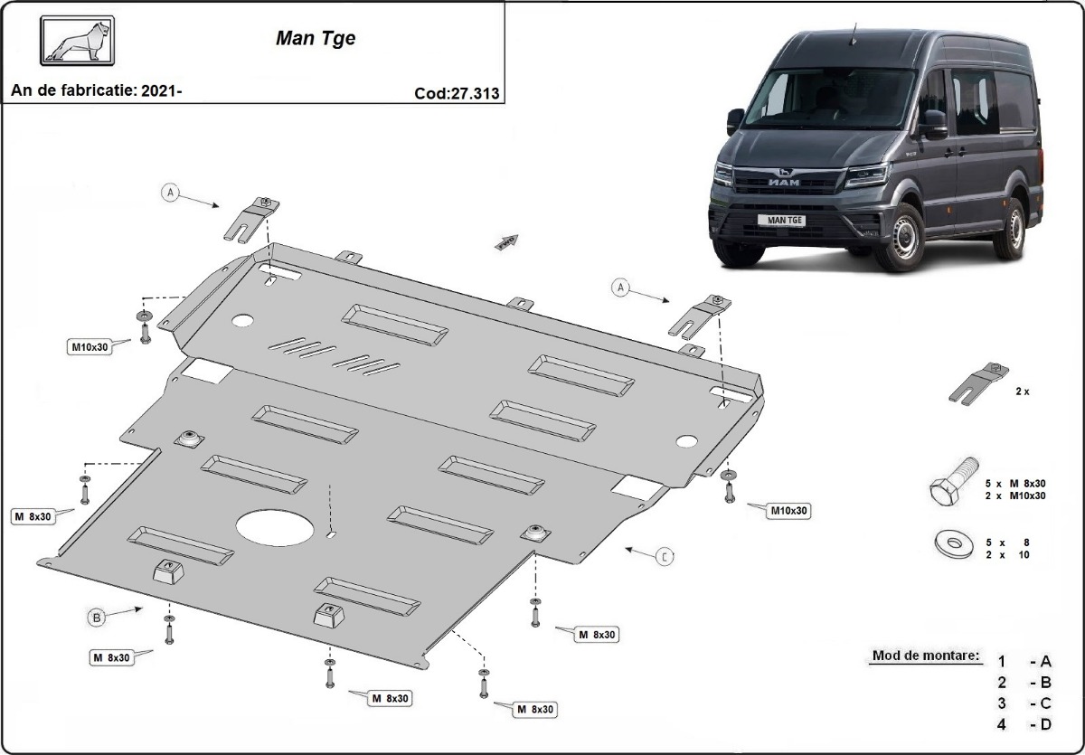 Protector inferior de acero Motor+ | Man TGE (2021-2026) - 3