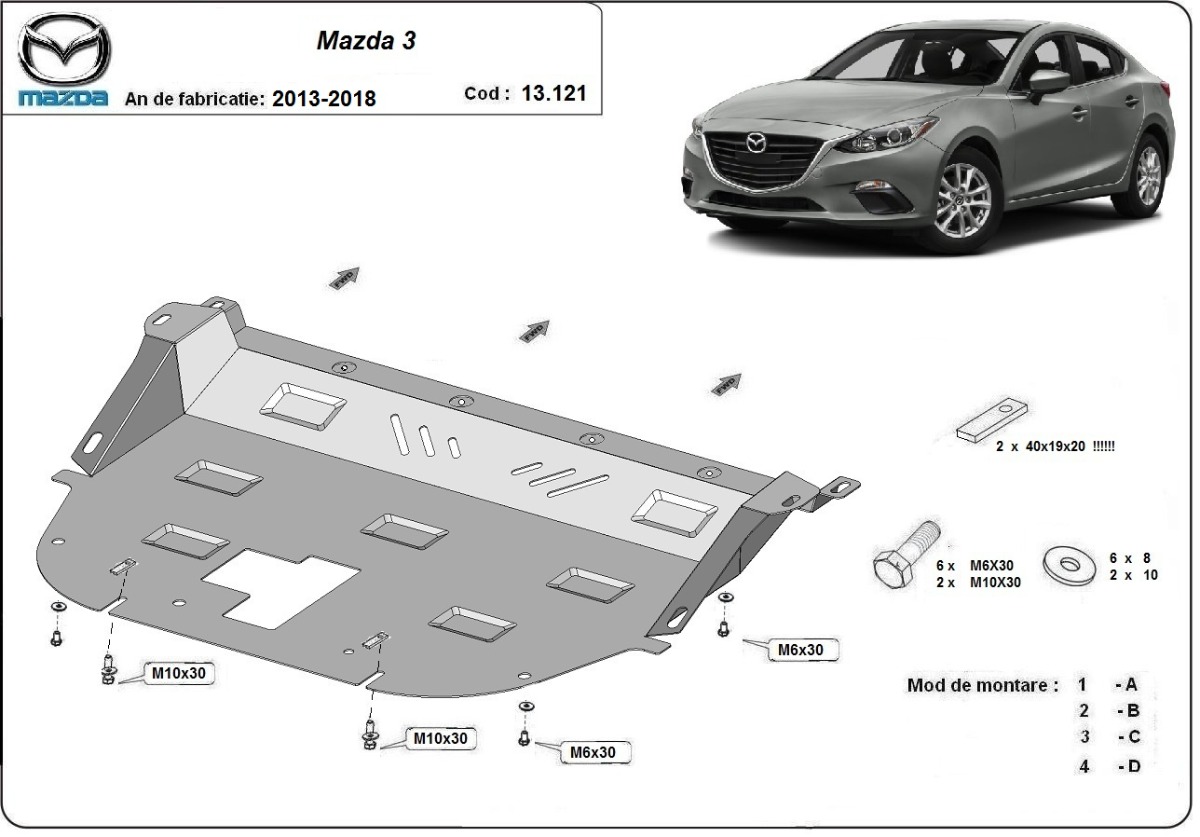 Protezione inferiore in acciaio Motore+ | Mazda 3 (2013-2018) - 3