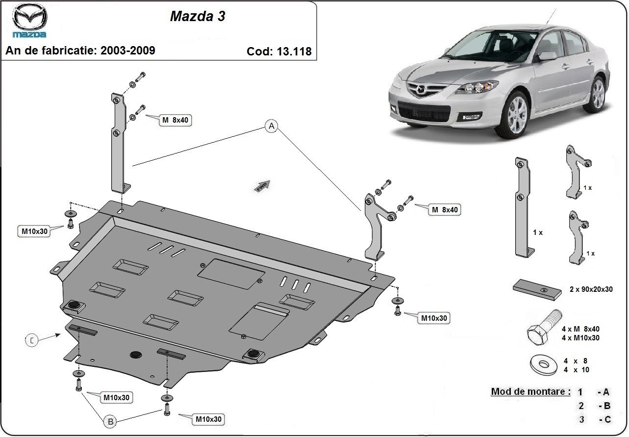Proteção inferior em aço Motor+ | Mazda 3 (2003-2009) - 3
