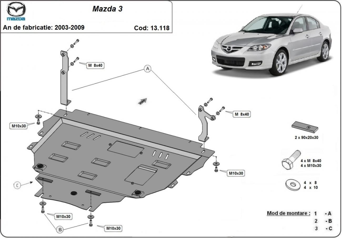 Hasplåt Stål Motor+ | Mazda 3 (2003-2009) - 3