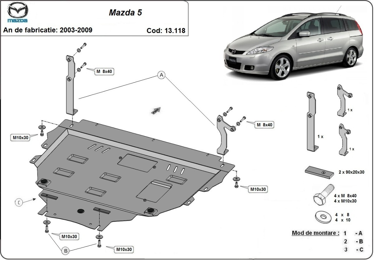Protection inférieure en acier Moteur+ | Mazda 5 (2003-2009) - 3