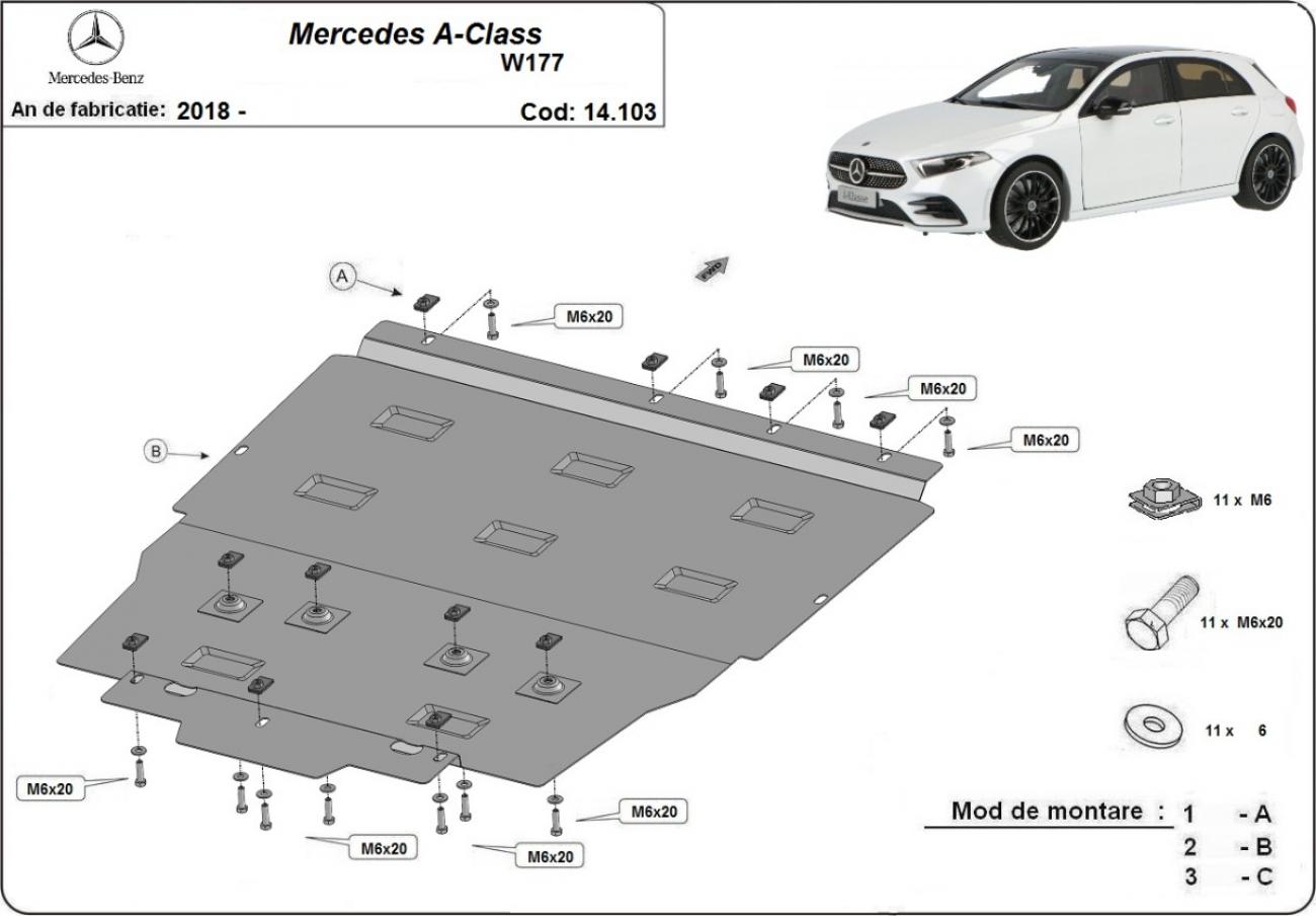 Hasplåt Stål Motor+ | Mercedes A-Class W177 (2018-2026) - 3