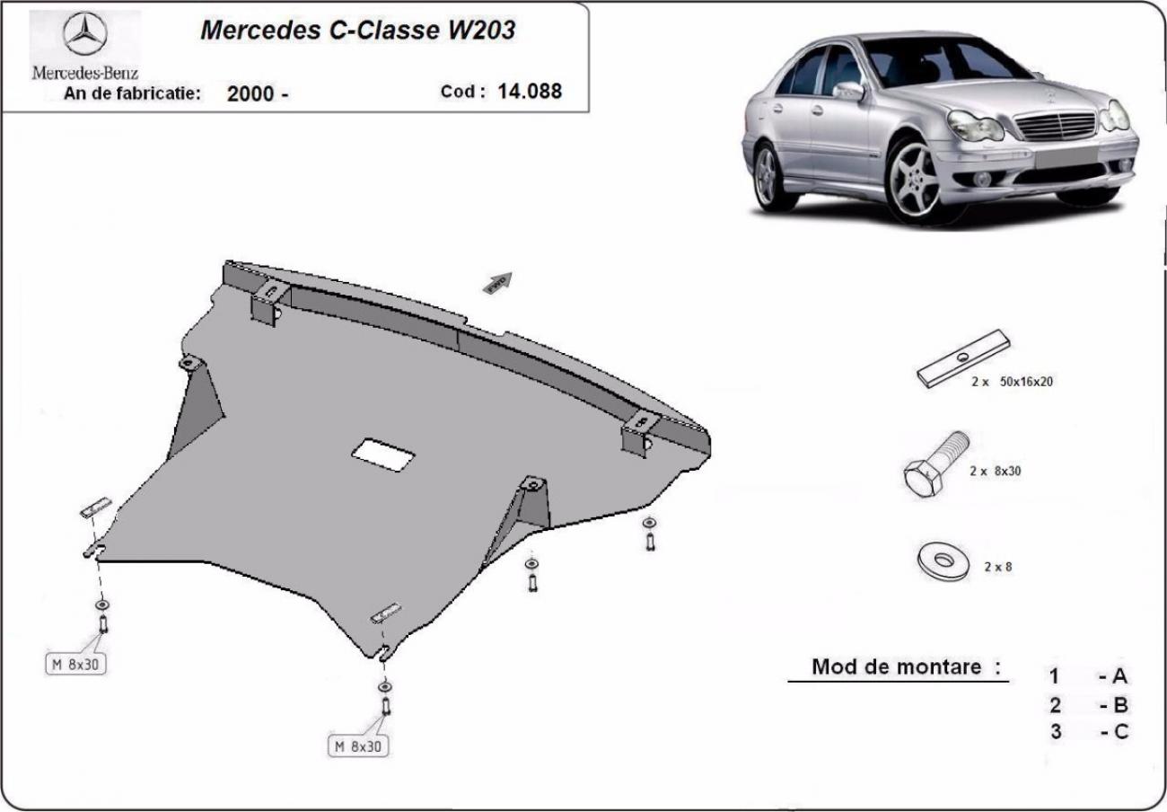 Hasplåt Stål Motor+ | Mercedes C-Class W203 (2000-2007) - 3