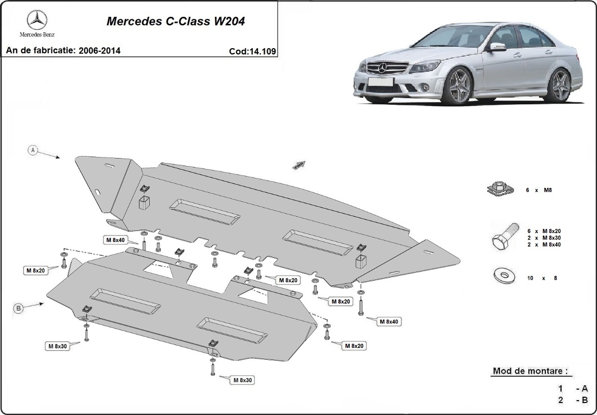 Protector inferior de acero Motor+ | Mercedes C-Class W204 (2006-2014) - 3