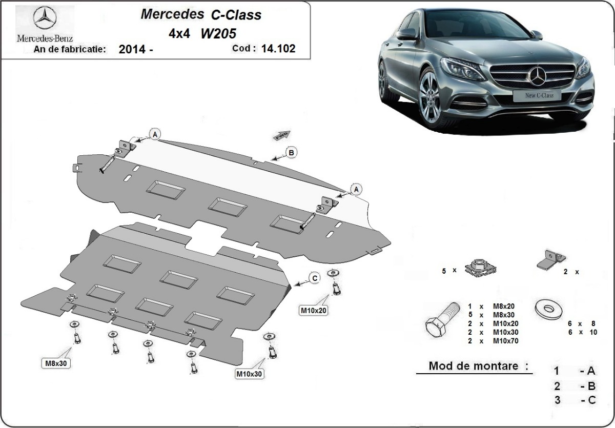 Proteção inferior em aço Motor+ | Mercedes C-Class W205 4x4 (2014-2021) - 3