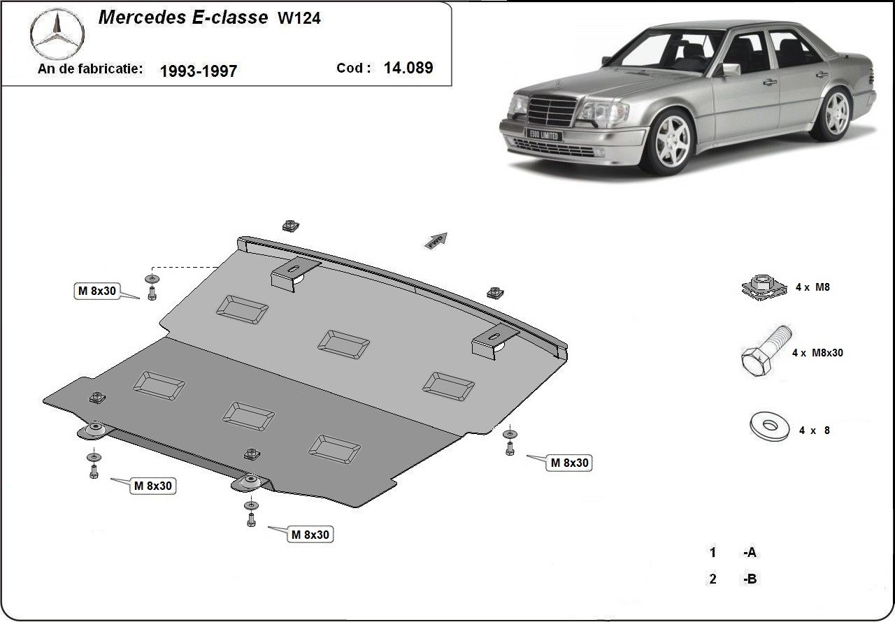 Protection inférieure en acier Moteur+ | Mercedes E-Classe W124 (1993-1997) - 3