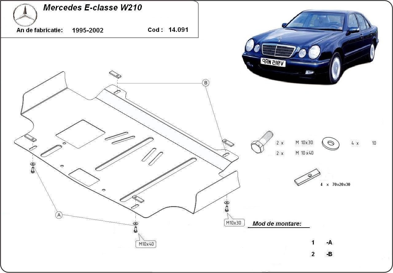 Protector inferior de acero para motor | Mercedes E-Classe W210 (1995-2003) - 3