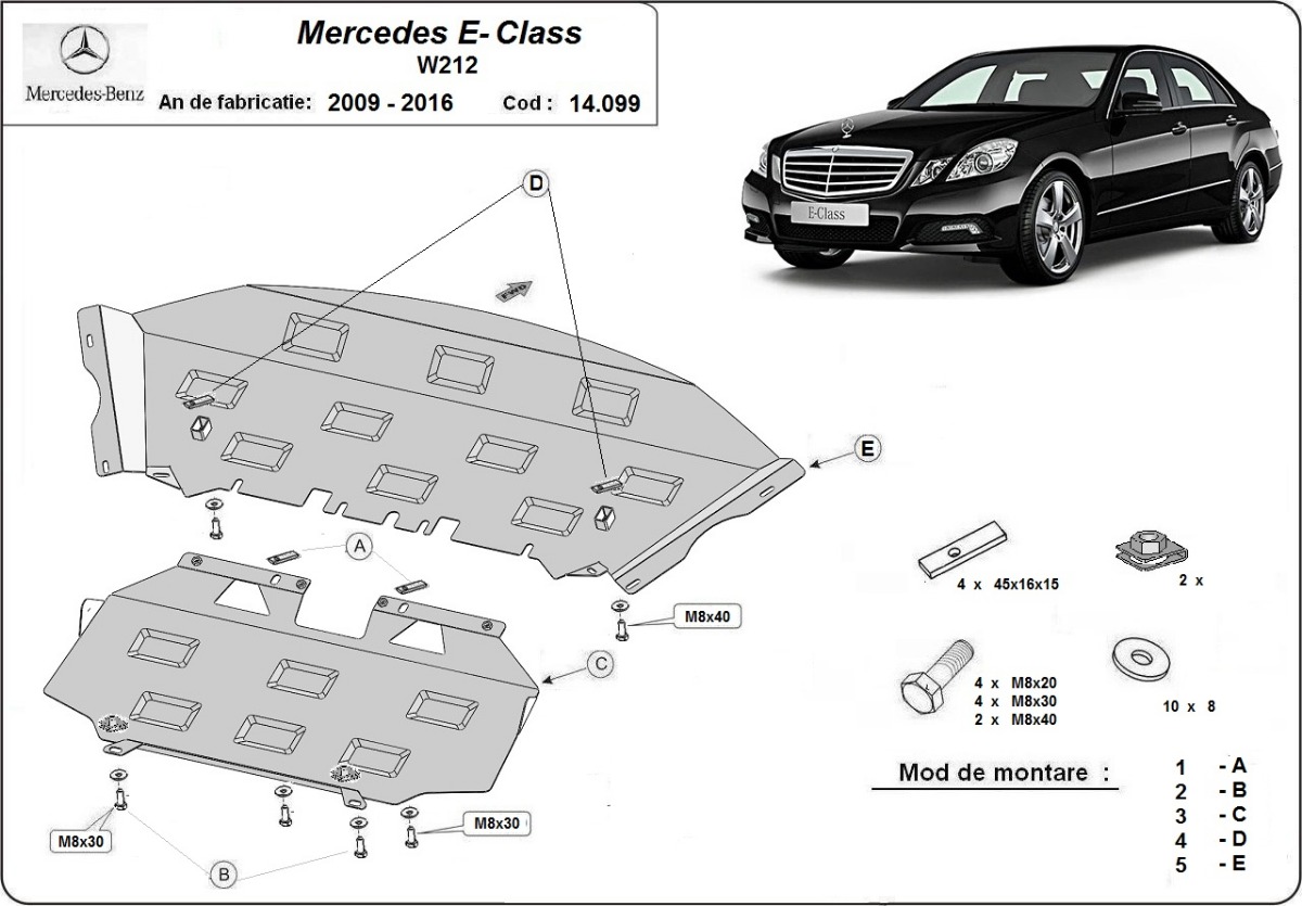 Stalen beschermplaat Motor+ | Mercedes E-Classe W212 (2009-2016) - 3