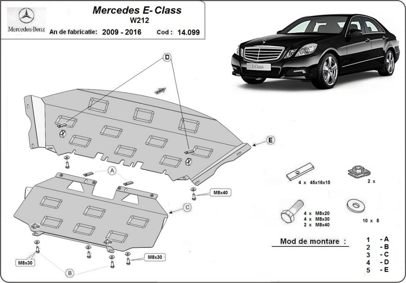 Hasplåt Stål Motor+ | Mercedes E-Classe W212 (2009-2016) - 3