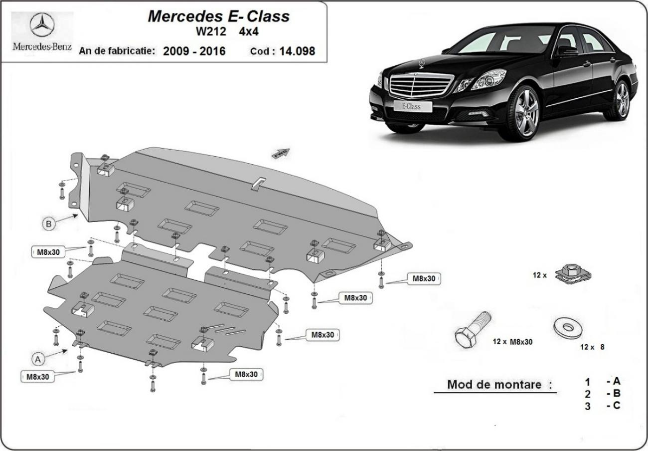 Bundplade Stål Motor+ | Mercedes E-Classe W212 - 4x4 (2009-2016) - 3