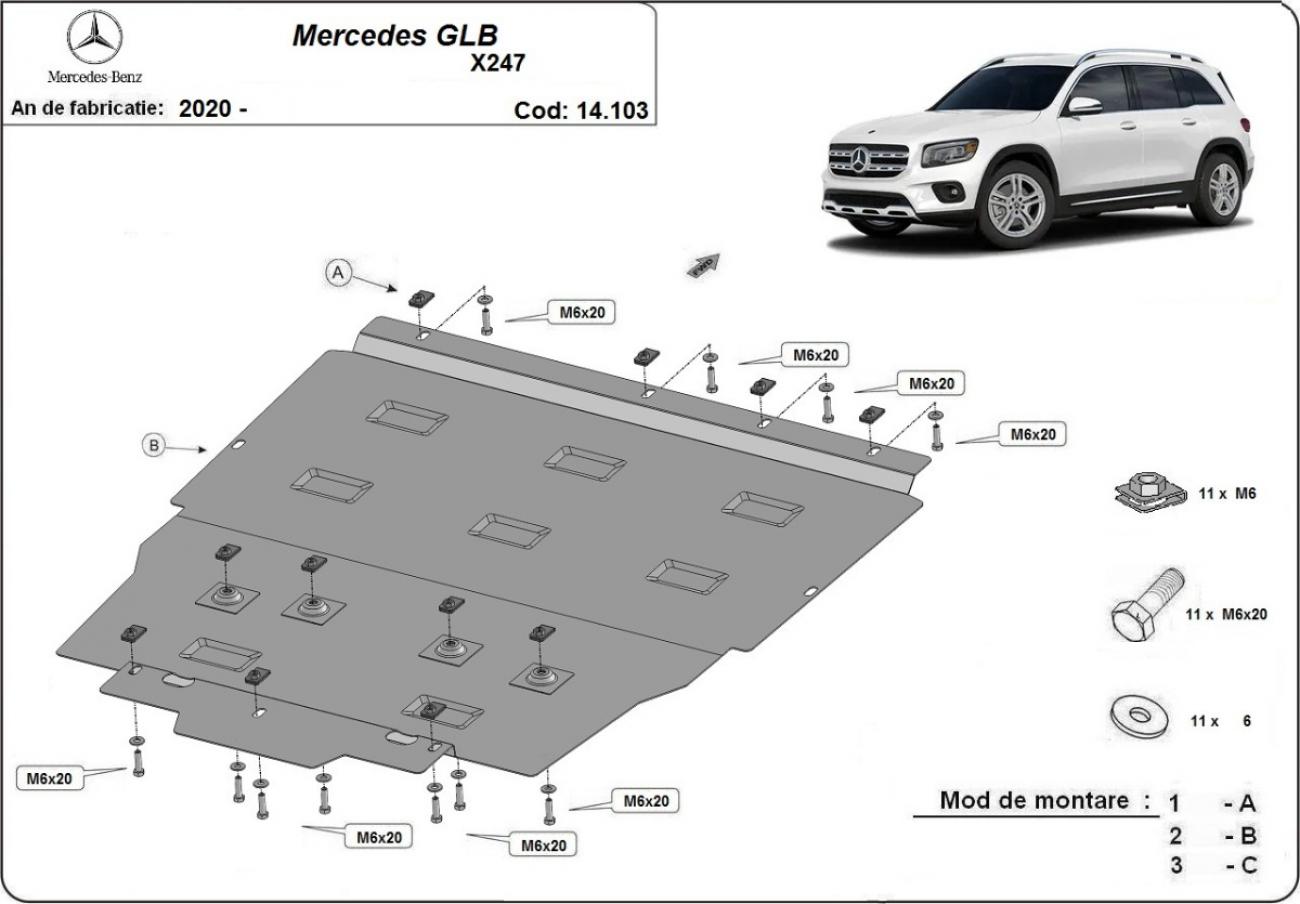 Pohjapanssari Teräs Moottori+ | Mercedes GLB X247 (2019-2026) - 3