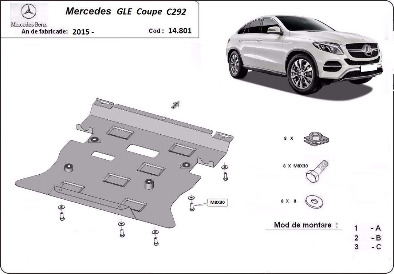 Hasplåt Stål Motor+ | Mercedes GLE Coupe C292 (2015-2019) - 3