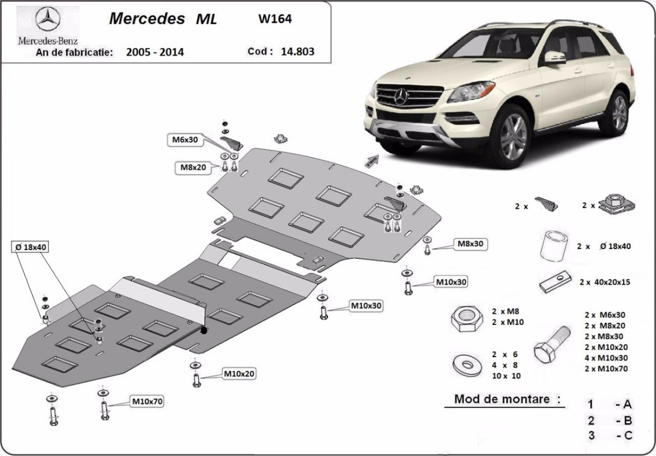 Pohjapanssari Teräs Moottori+ | Mercedes ML W164 (2005-2011) - 3