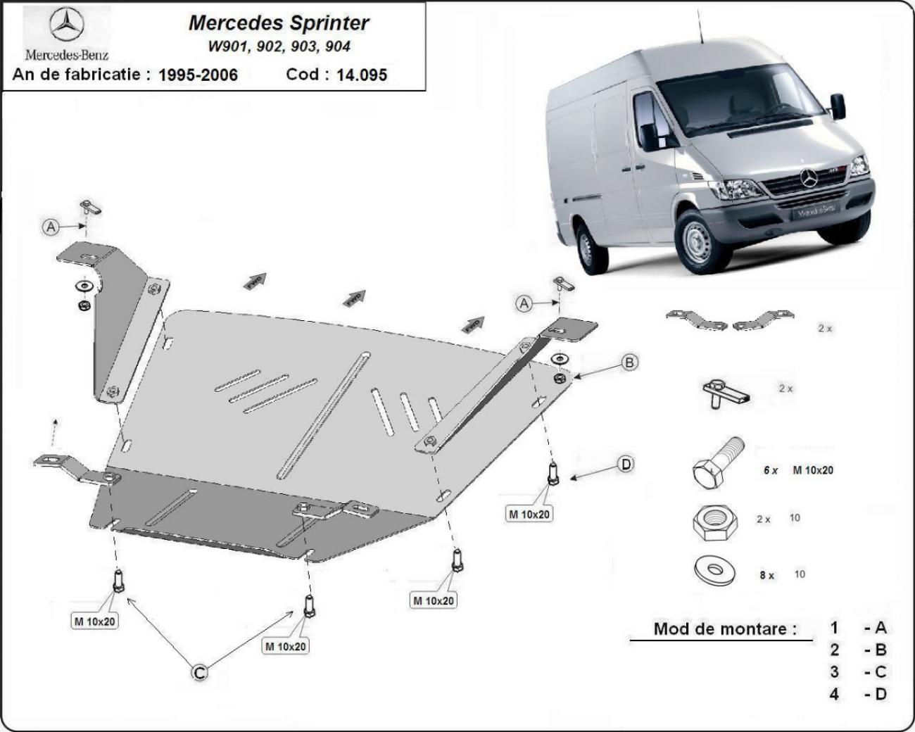 Hasplåt Stål Motor | Mercedes Sprinter (1995-2006) - 3