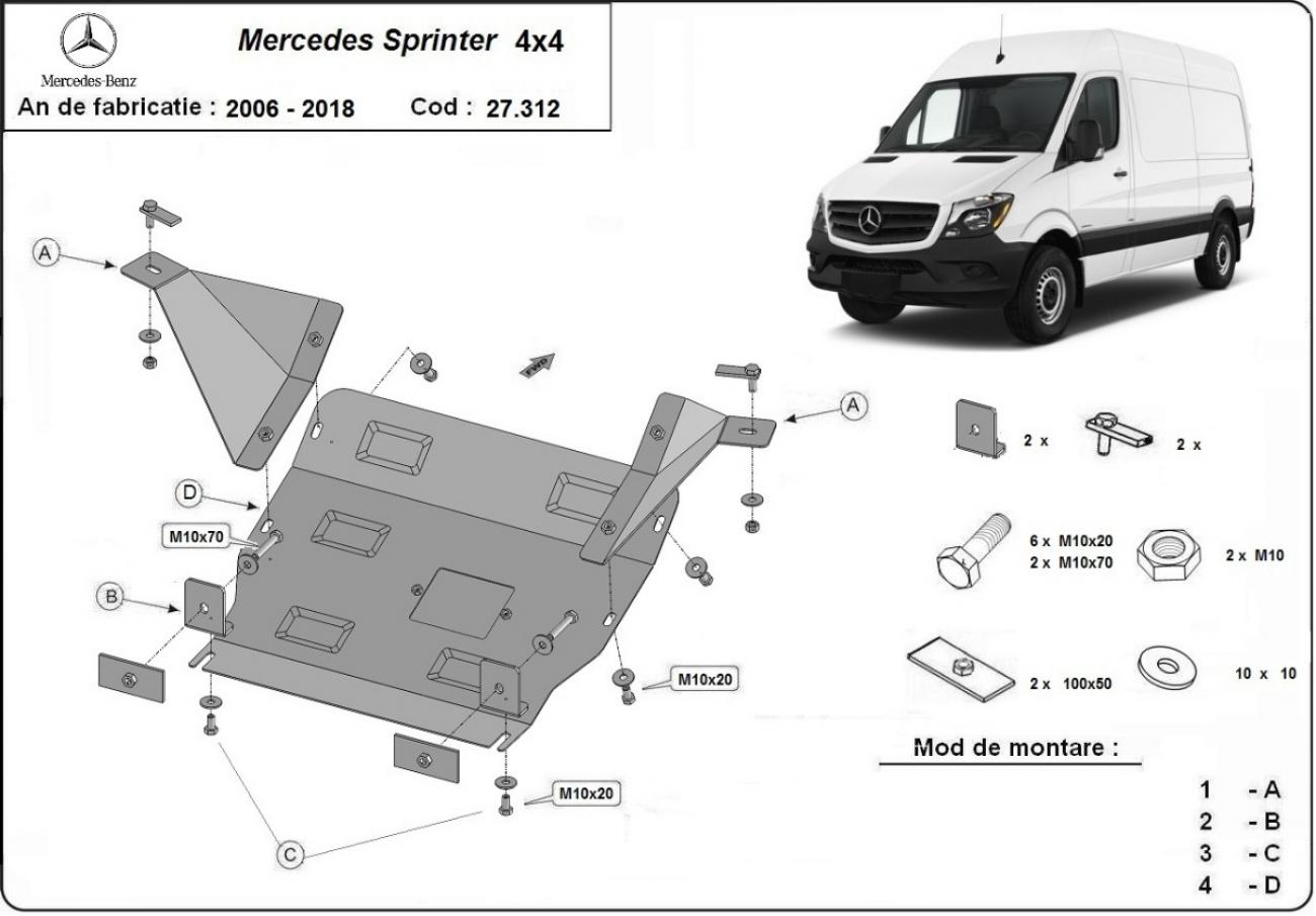 Skid plate Steel Engine | Mercedes Sprinter 906 4x4 (2006-2018) - 3