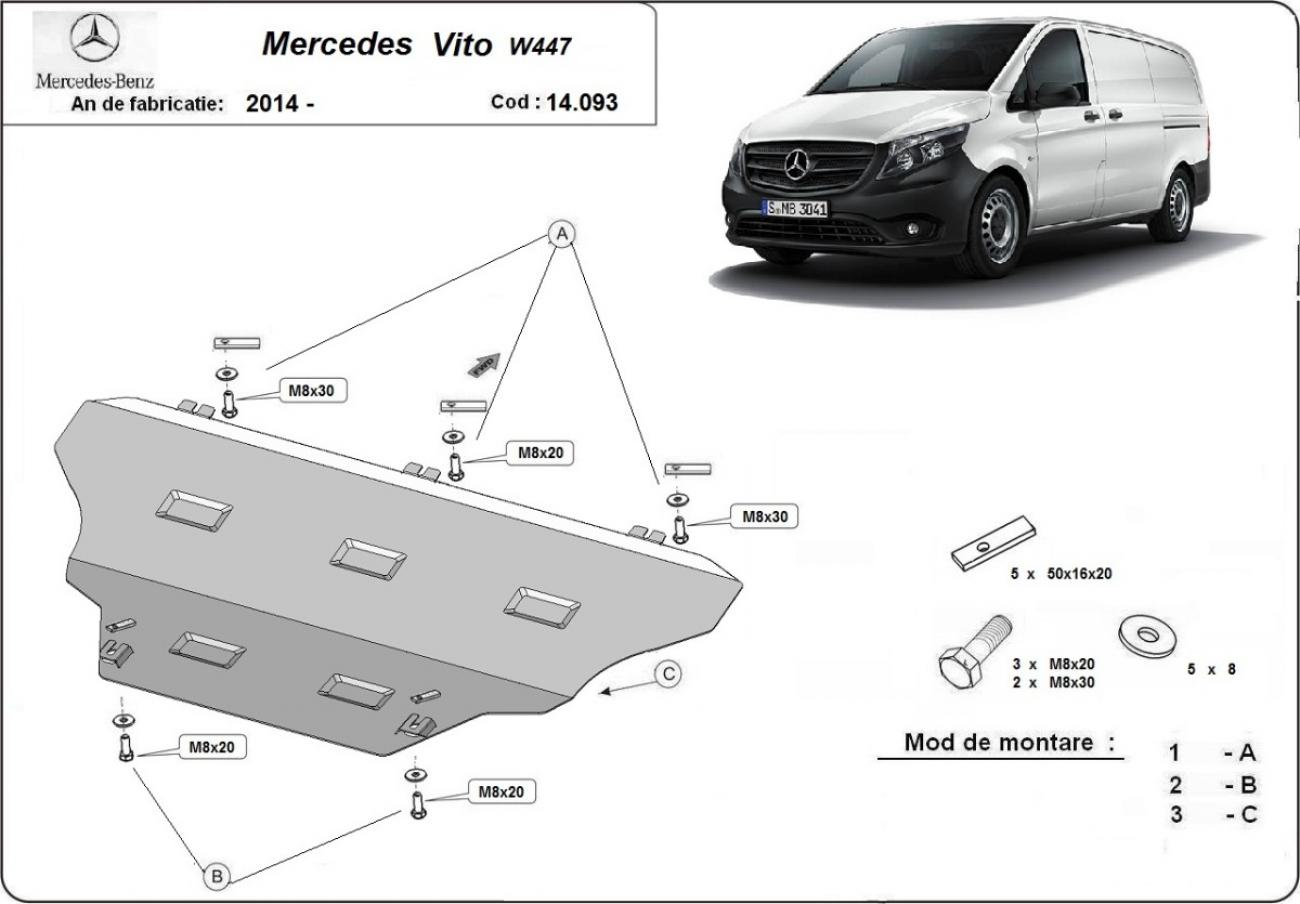 Bundplade Stål Motor+ | Mercedes Vito W447, 4x2, 1.6 D (2014-2026) - 3