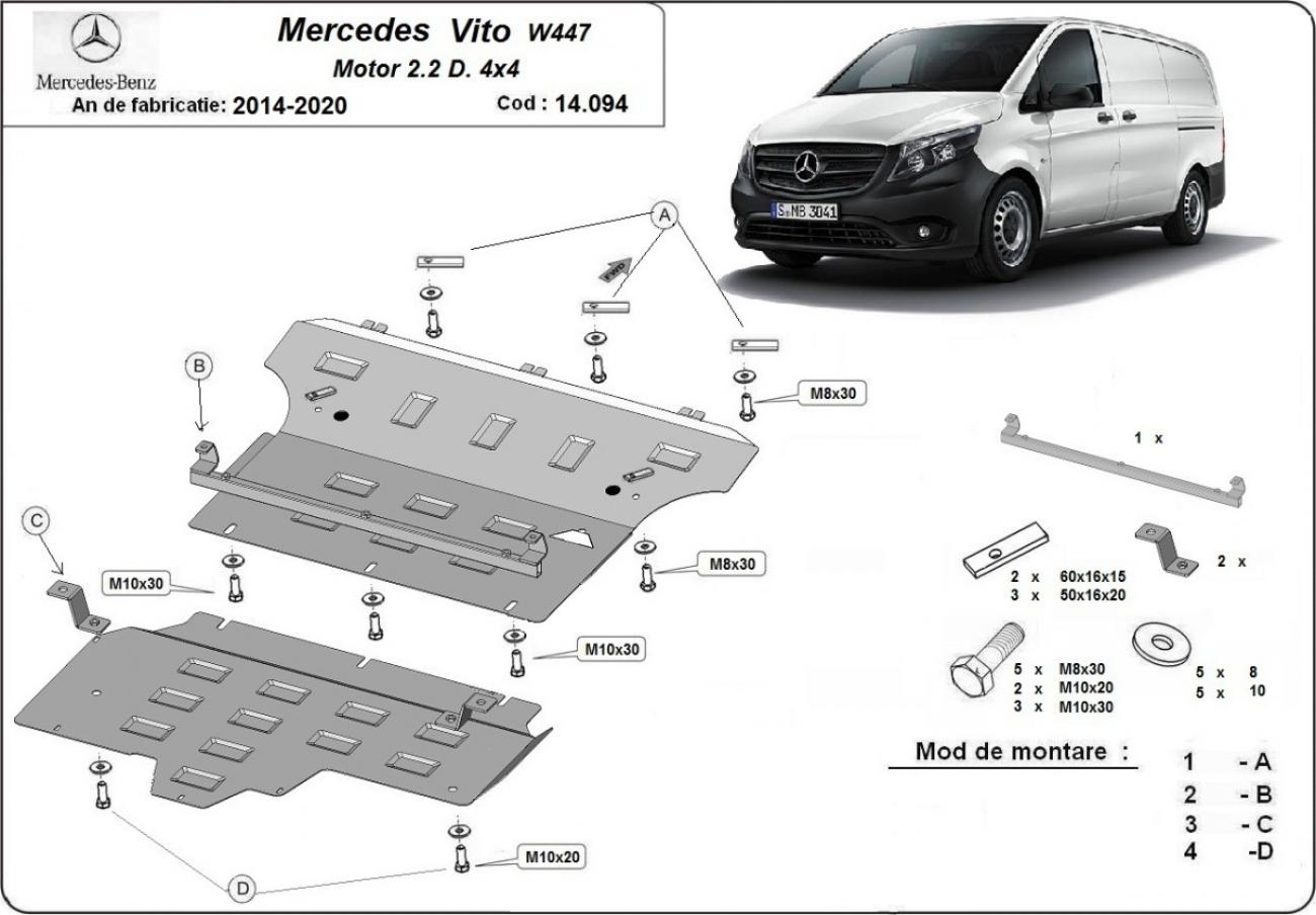 Skid plate Steel Engine+ | Mercedes Vito W447, 2.2 D, 4x4 (2014-2020) - 3
