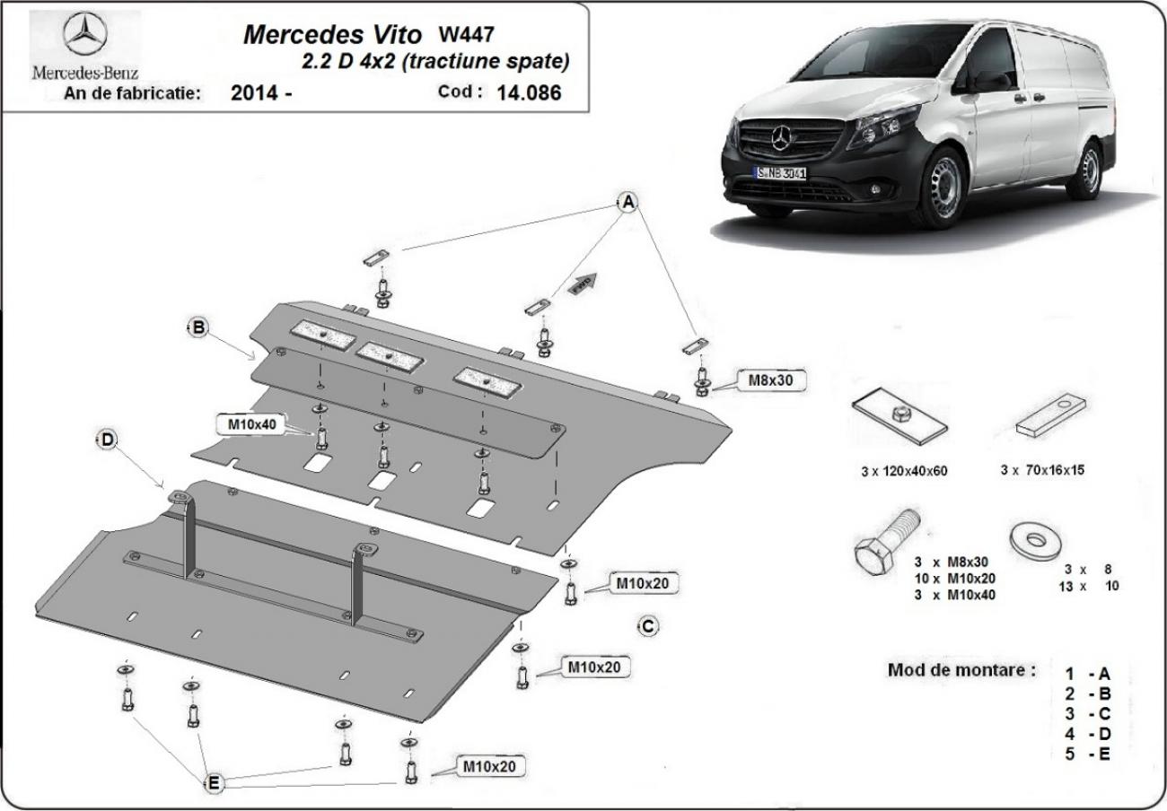 Hasplåt Stål Motor+ | Mercedes Vito W447 - 4X2 (2014-2026) - 3