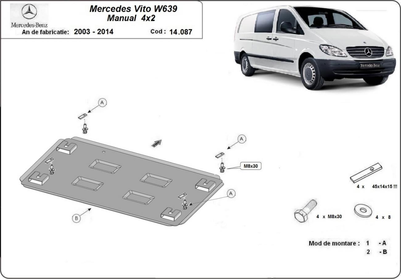 Hasplåt Stål Motor | Mercedes Vito W639 - 2.2 D 4x2, 4x4 (2003-2014) - 3