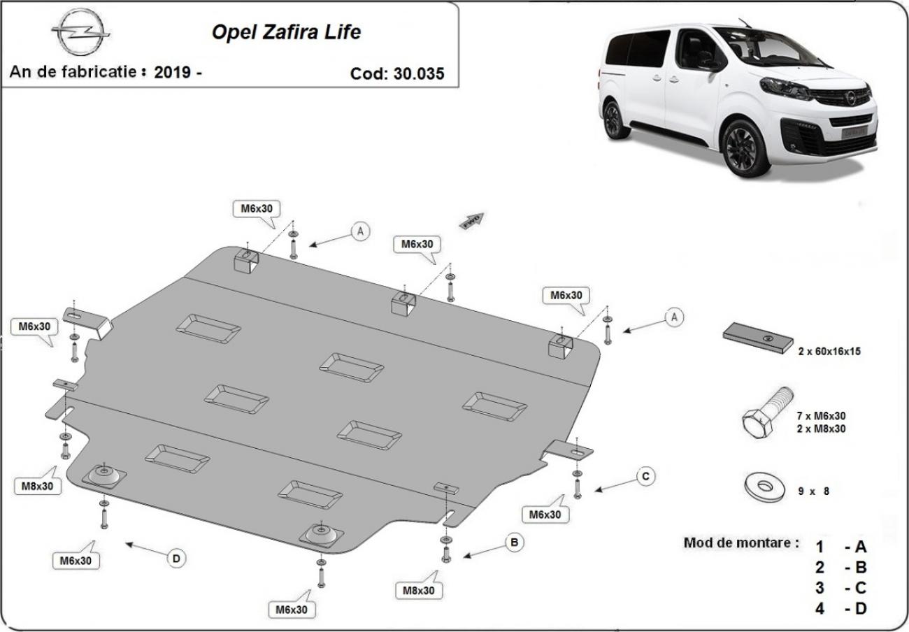 Bundplade Stål Motor+ | Opel Zafira Life (2019-2026) - 2