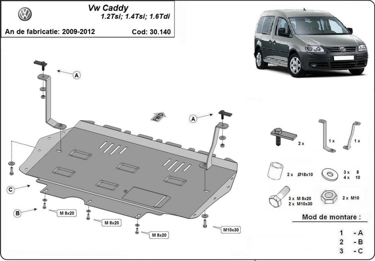 Pohjapanssari Teräs Moottori+ | VW Caddy (2010-2012) - 3