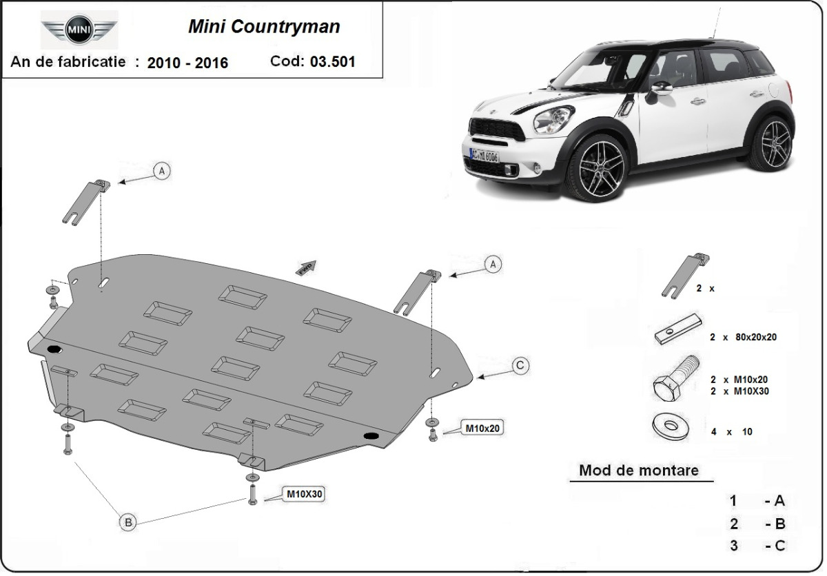 Stalen beschermplaat Motor+ | Mini Countryman R60 (2010-2017) - 3