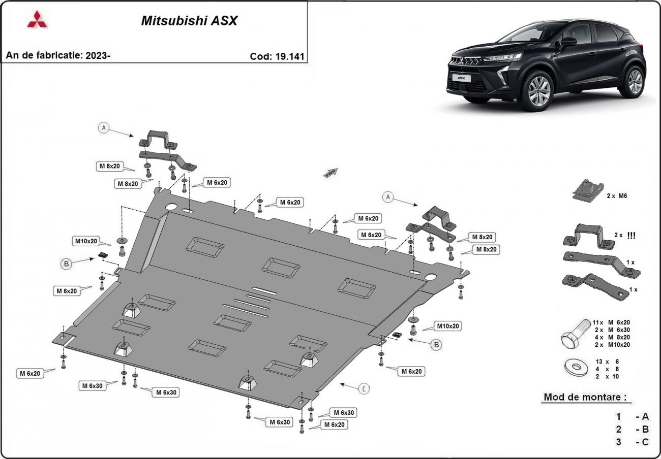 Hasplåt Stål Motor+ | Mitsubishi ASX (2023-2026) - 3