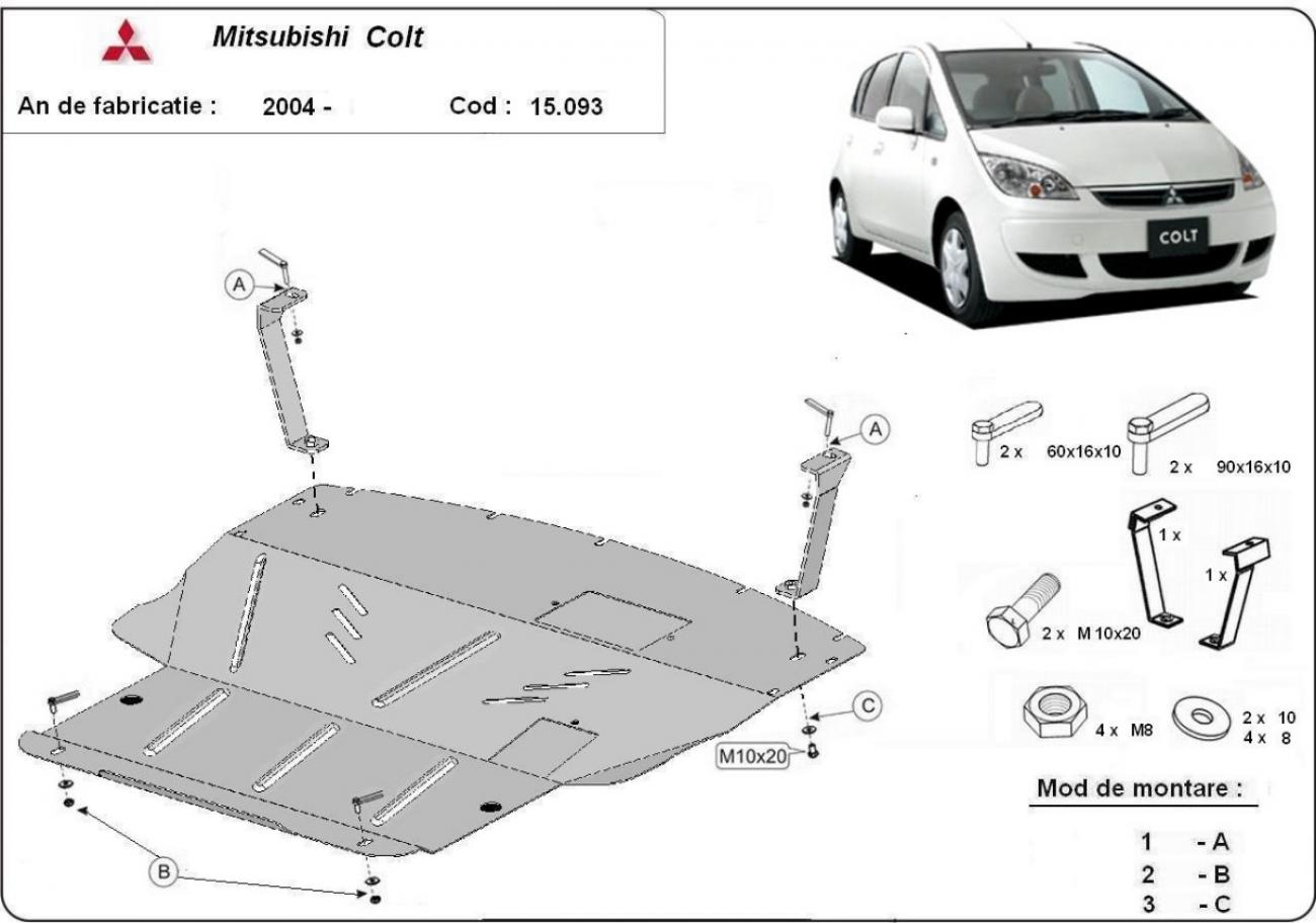 Hasplåt Stål Motor+ | Mitsubishi Colt (2002-2013) - 3