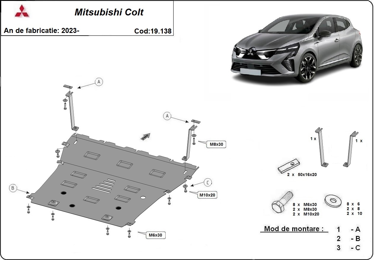Skid plate Steel Engine+ | Mitsubishi Colt (2023-2026) - 3