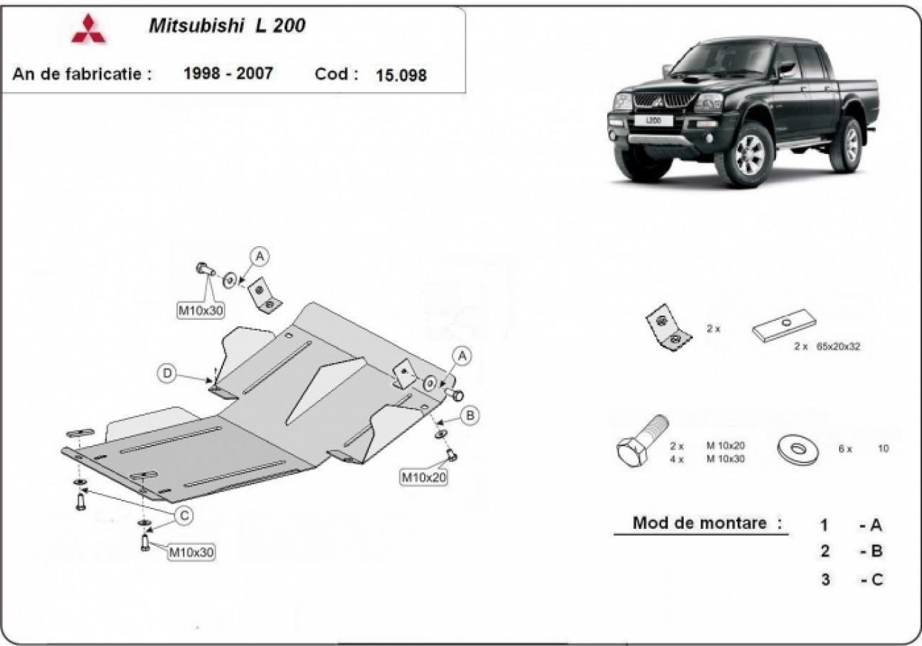 Hasplåt Stål Motor+ | Mitsubishi L200 (1998-2007) - 3