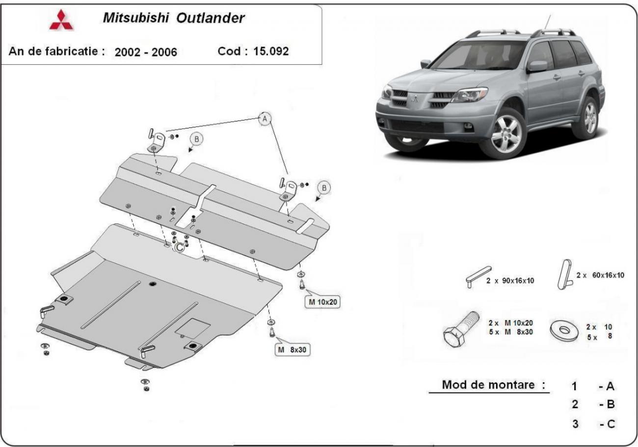 Skid plate Steel Engine+ | Mitsubishi Outlander (2002-2006) - 3