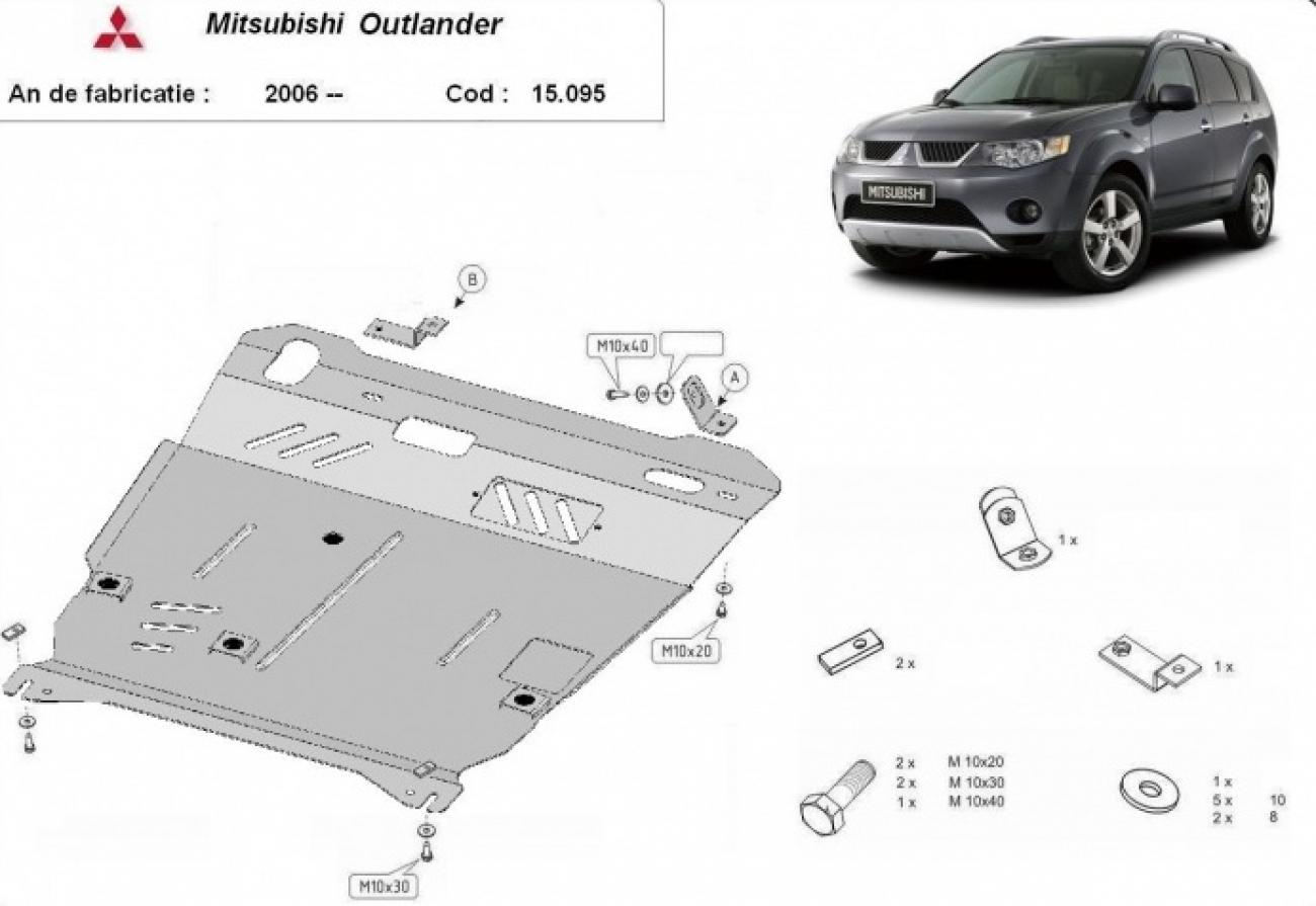 Hasplåt Stål Motor+ | Mitsubishi Outlander (2006-2012) - 3