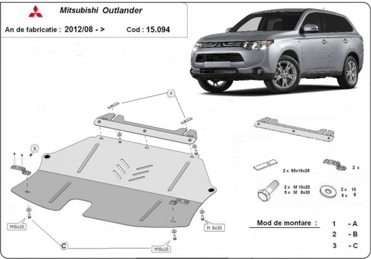 Pohjapanssari Teräs Moottori+ | Mitsubishi Outlander (2012-2021) - 3