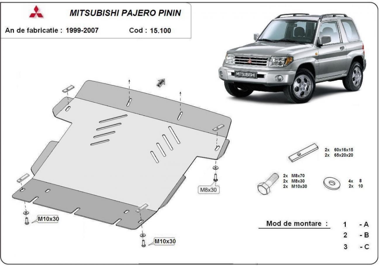 Hasplåt Stål Motor | Mitsubishi Pajero Pinin (1997-2007) - 3