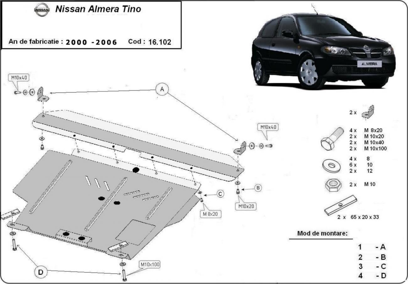 Pohjapanssari Teräs Moottori+ | Nissan Almera Tino (2000-2006) - 3