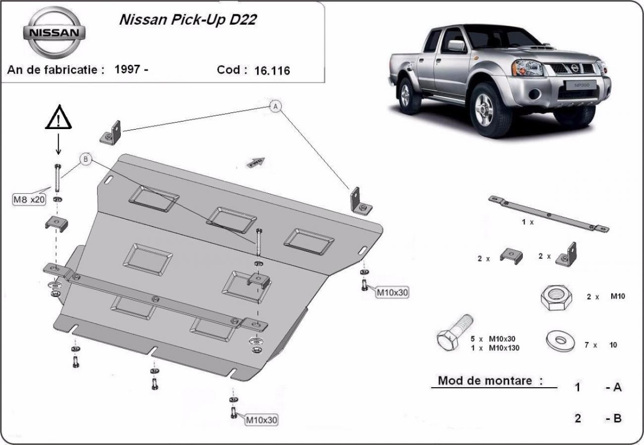 Pohjapanssari Teräs Moottori+ | Nissan Pick Up (1997-2014) - 3