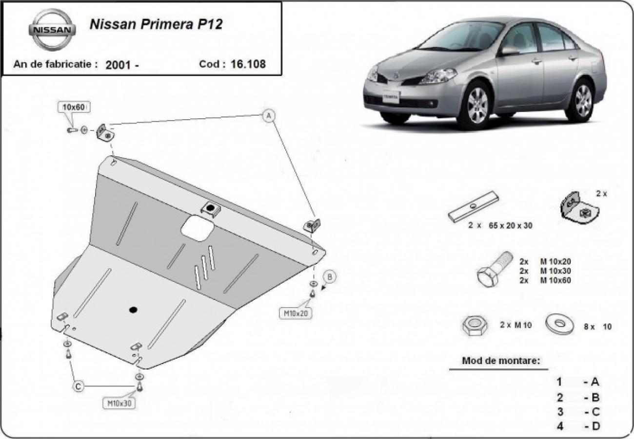 Hasplåt Stål Motor+ | Nissan Primera P12 (2001-2007) - 3