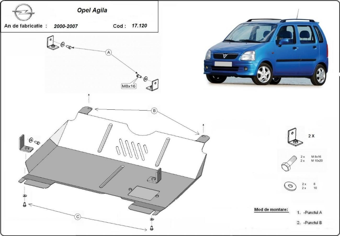 Pohjapanssari Teräs Moottori+ | Opel Agila (H00) (2000-2007) - 3