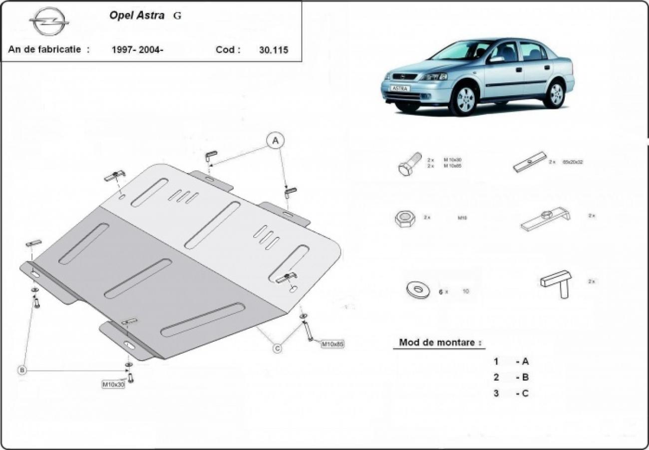 Hasplåt Stål Motor+ | Opel Astra G (1997-2004) - 3