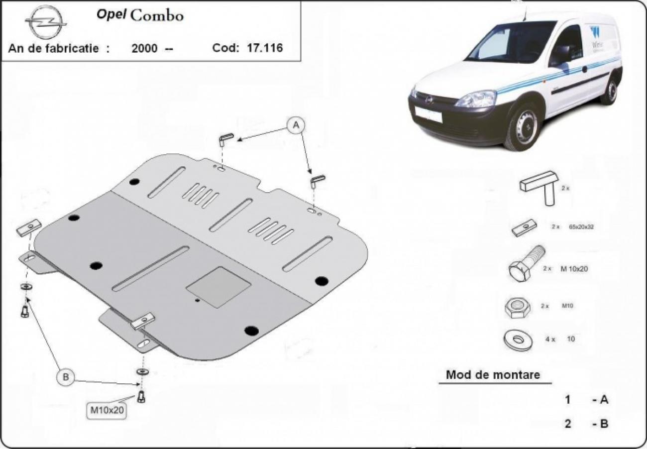 Hasplåt Stål Motor+ | Opel Combo C (2000-2010) - 3