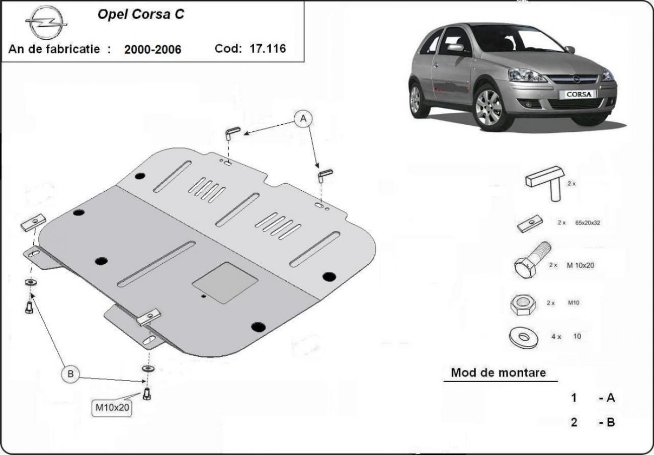 Hasplåt Stål Motor+ | Opel Corsa C (2000-2006) - 3