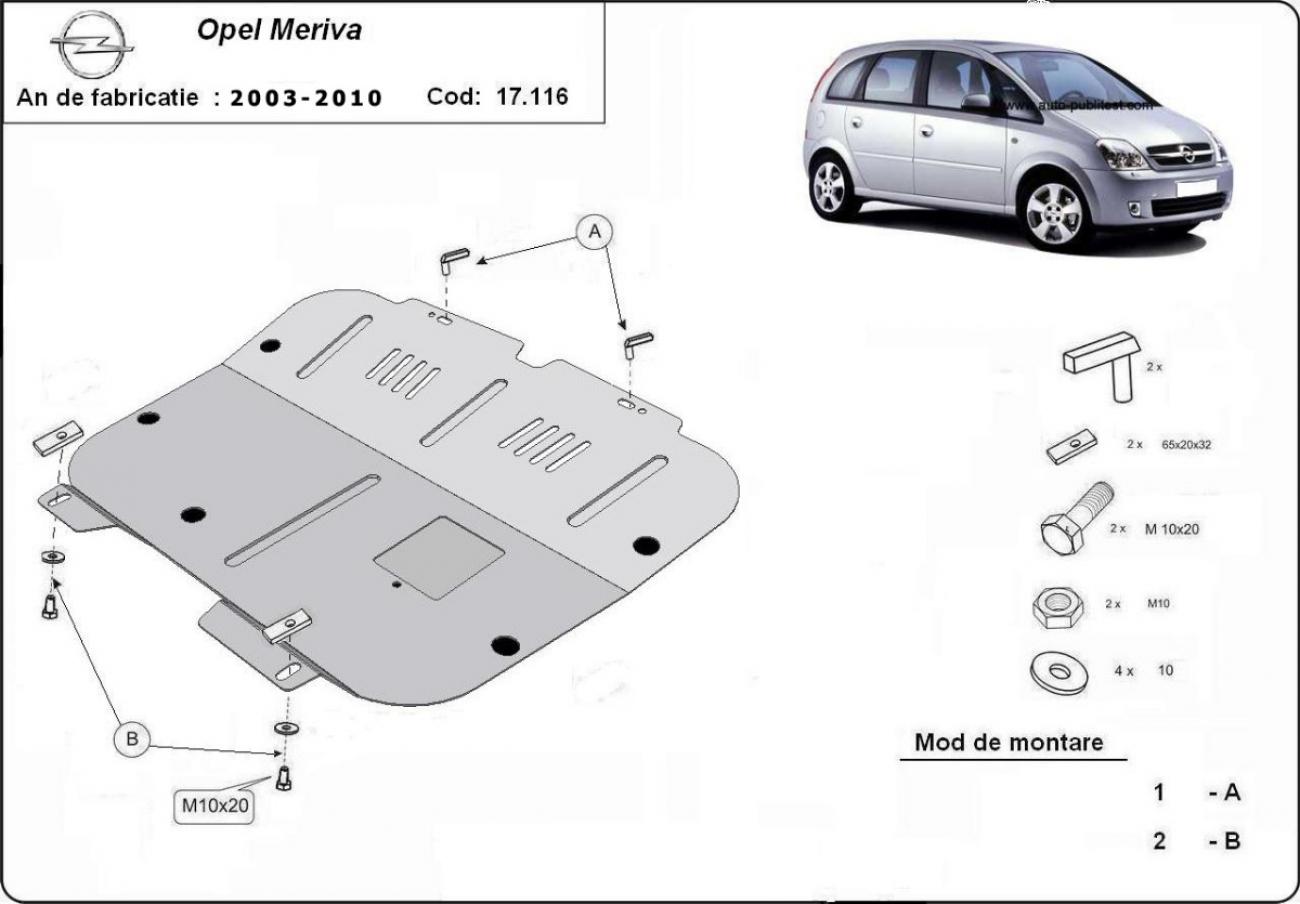 Hasplåt Stål Motor+ | Opel Meriva A (2003-2010) - 3